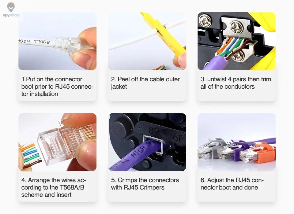 AMPCOM CAT6 RJ45 Modular Plug Connector UTP 50μ Gold-Plated Two-Pieces 8P8C Crimp End for Ethernet Cable, Bulk Ethernet Cable Spy-shop.com