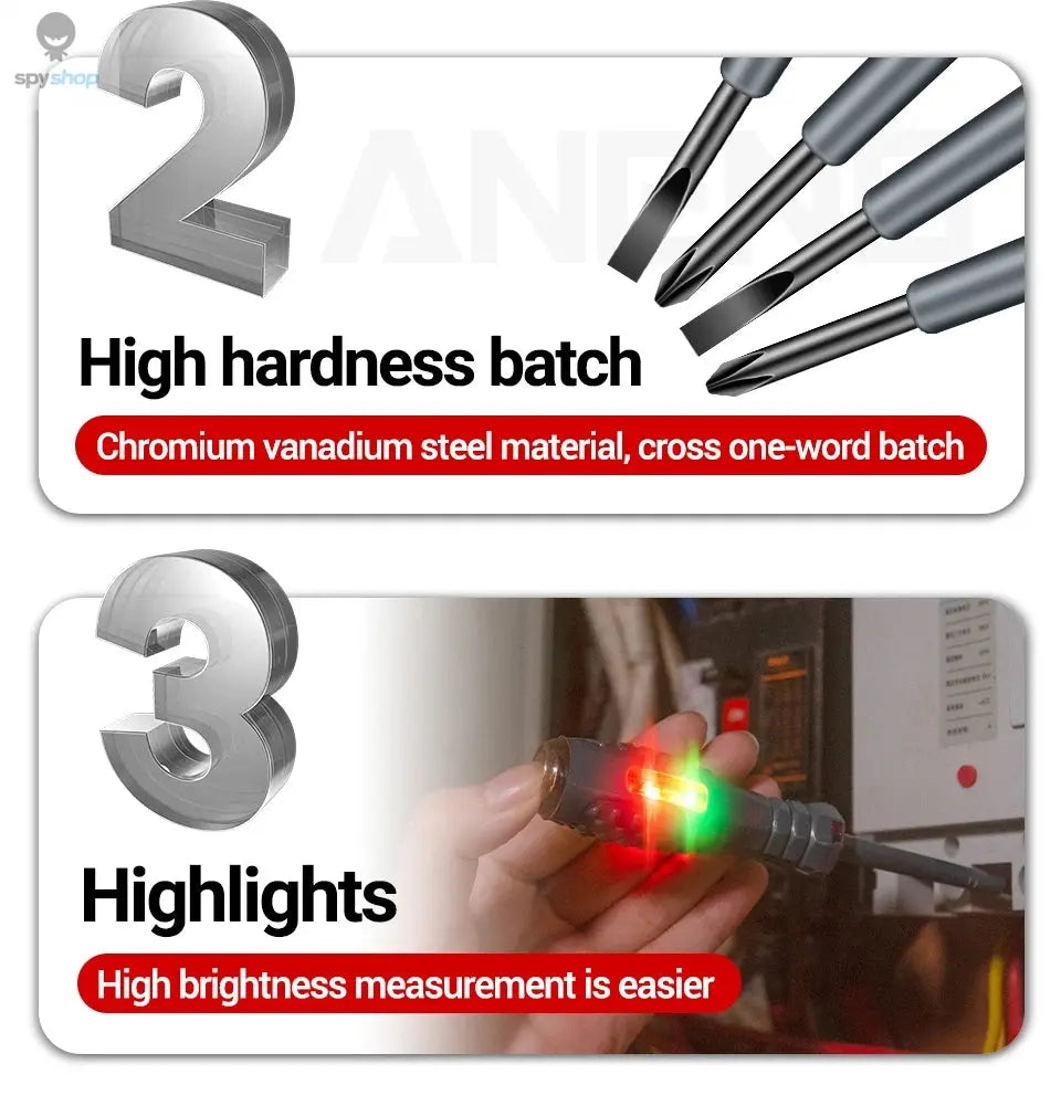 ANENG B05 Word/cross Screwdrivers Neon Bulb Indicator Meter Electric Pen Insulated Electrician Highlight Pocket Tester Pen Tools Spy-shop.com