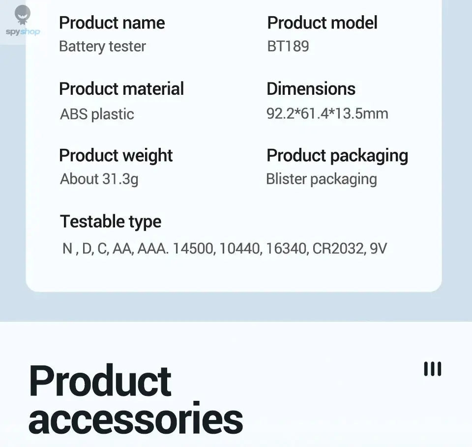 ANENG BT189 Button Cell Battery Tester 9V N D C AA AAA Universal Household LCD Display Battery Tester Power Bank Detectors Tools Spy-shop.com