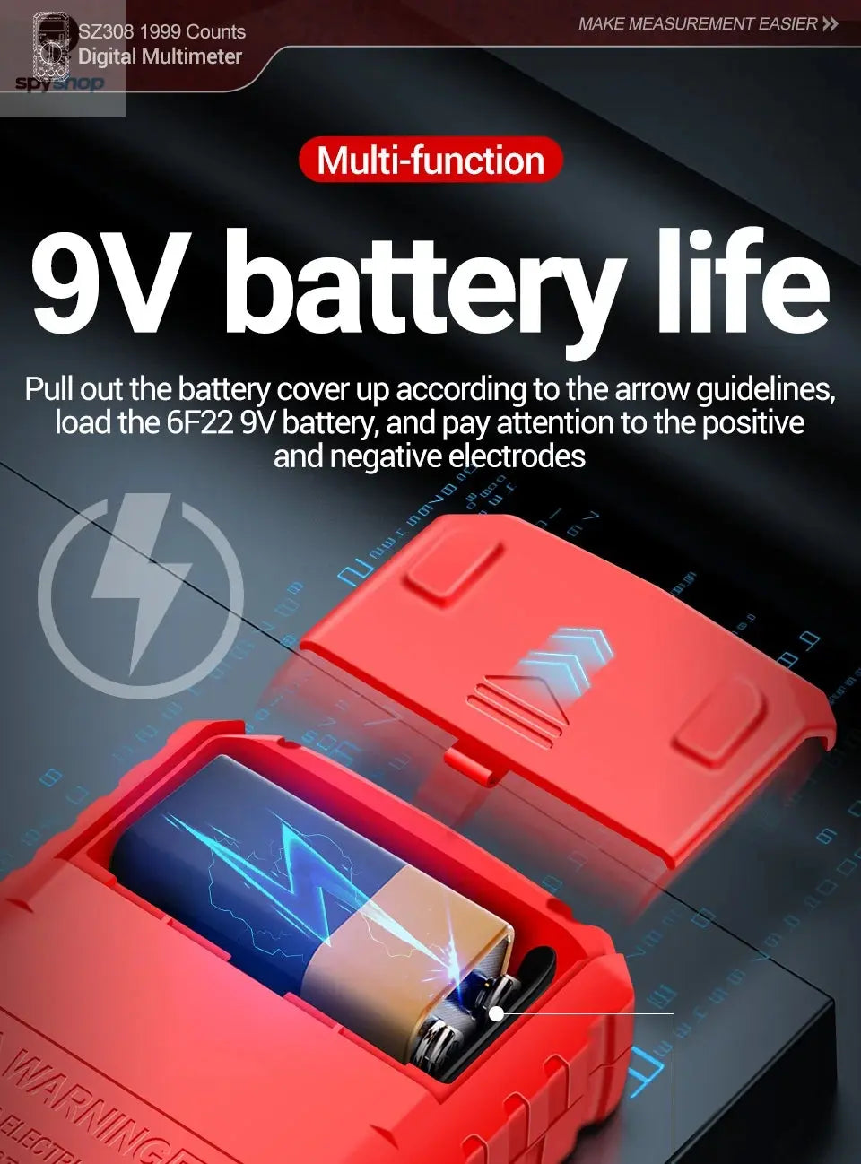 ANENG SZ308 Digital Multimeter AC/DC Current Meter Voltage Resistance Meter Electrician LCD Backlight Ohm Square Wave Test