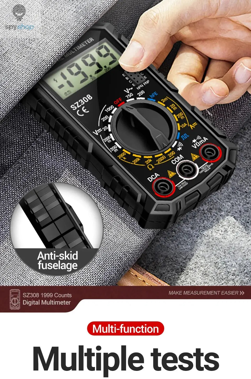 ANENG SZ308 Digital Multimeter AC/DC Current Meter Voltage Resistance Meter Electrician LCD Backlight Ohm Square Wave Test