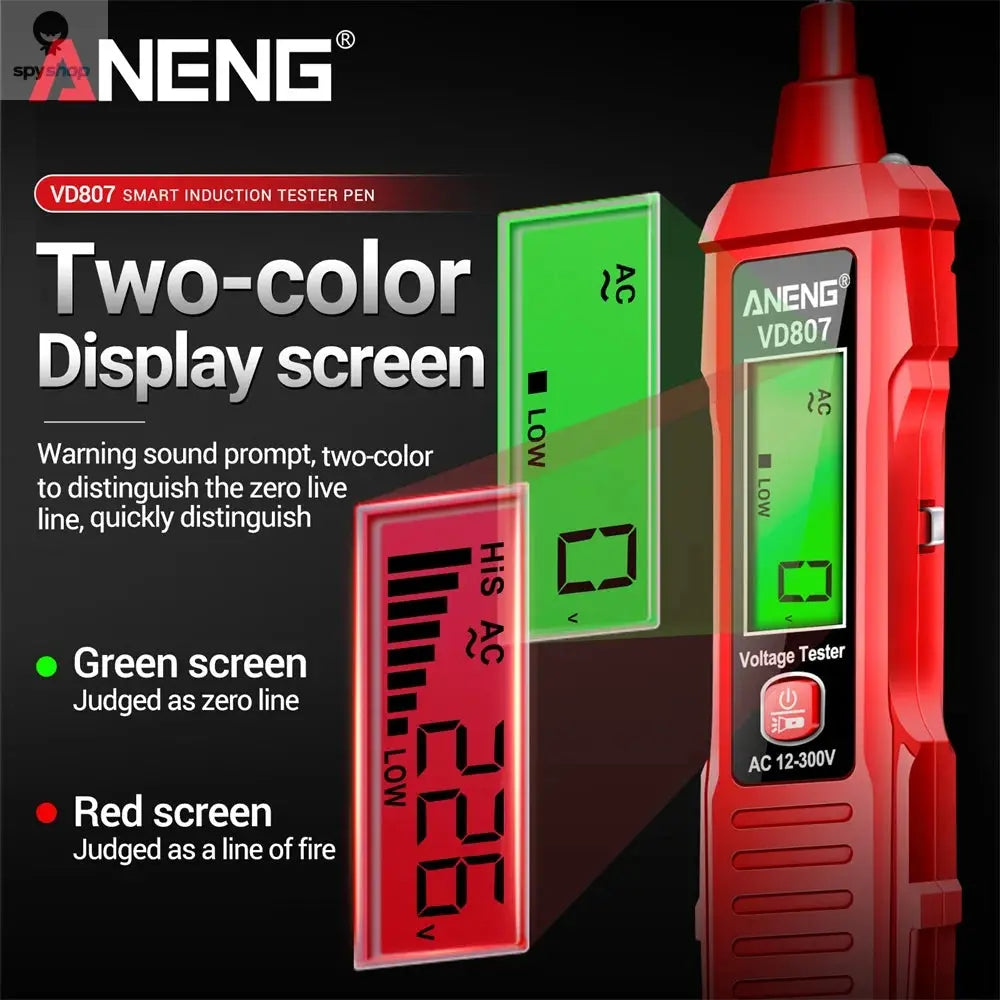 ANENG VD807 One-word Induction Portable 50/60Hz Smart Electric Pen Tester NCV Sensor AC 12-300V Non-contact Wire Detector Tools
