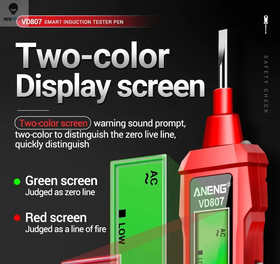 ANENG VD807 One-word Induction Portable 50/60Hz Smart Electric Pen Tester NCV Sensor AC 12-300V Non-contact Wire Detector Tools