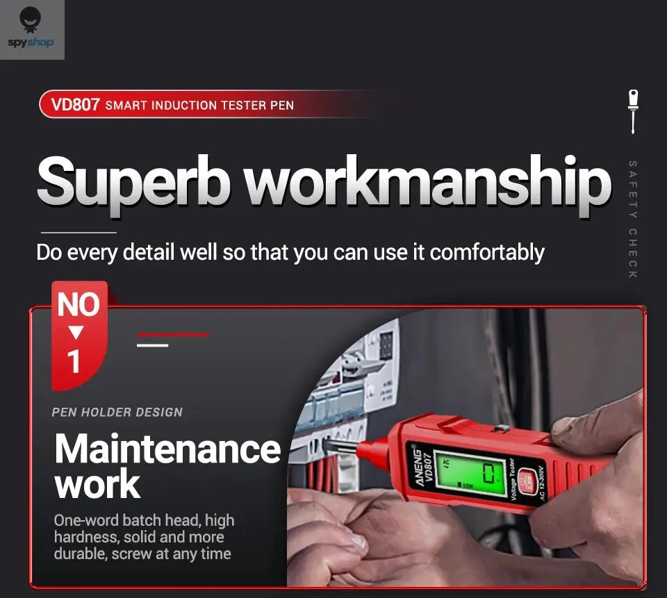 ANENG VD807 One-word Induction Portable 50/60Hz Smart Electric Pen Tester NCV Sensor AC 12-300V Non-contact Wire Detector Tools