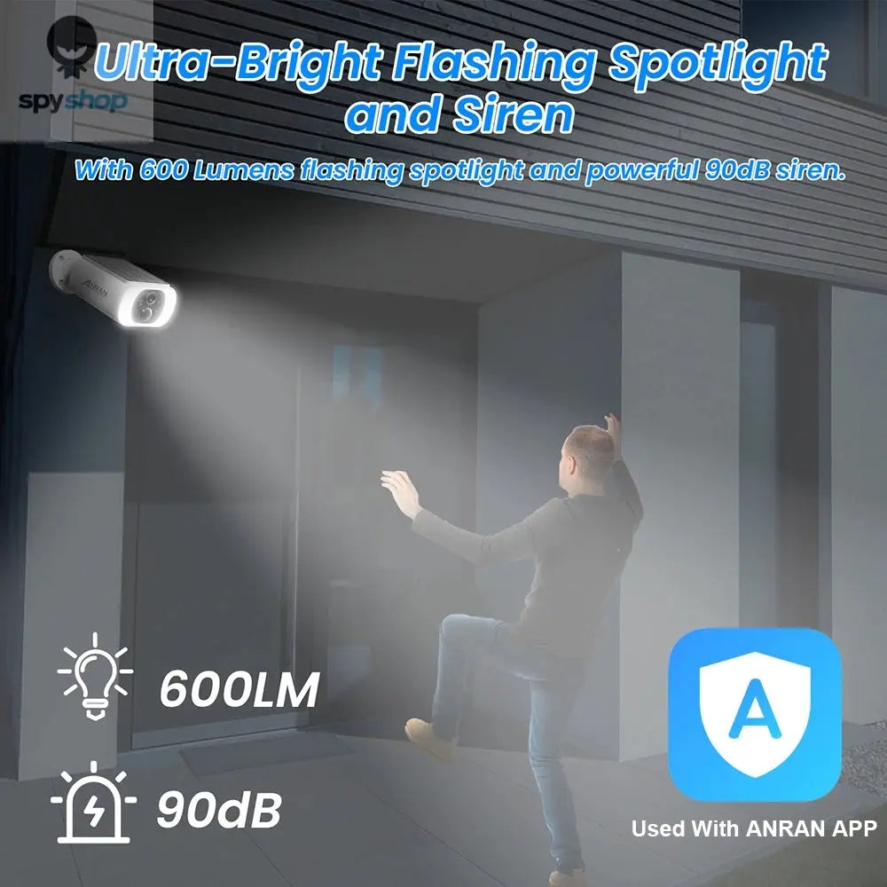 ANRAN 2/3/4 PCS Outdoor Wireless WIFI Camera 2.4G 3MP Battery Solar Security Camera Floodlight Color Night Vision Local Alarm