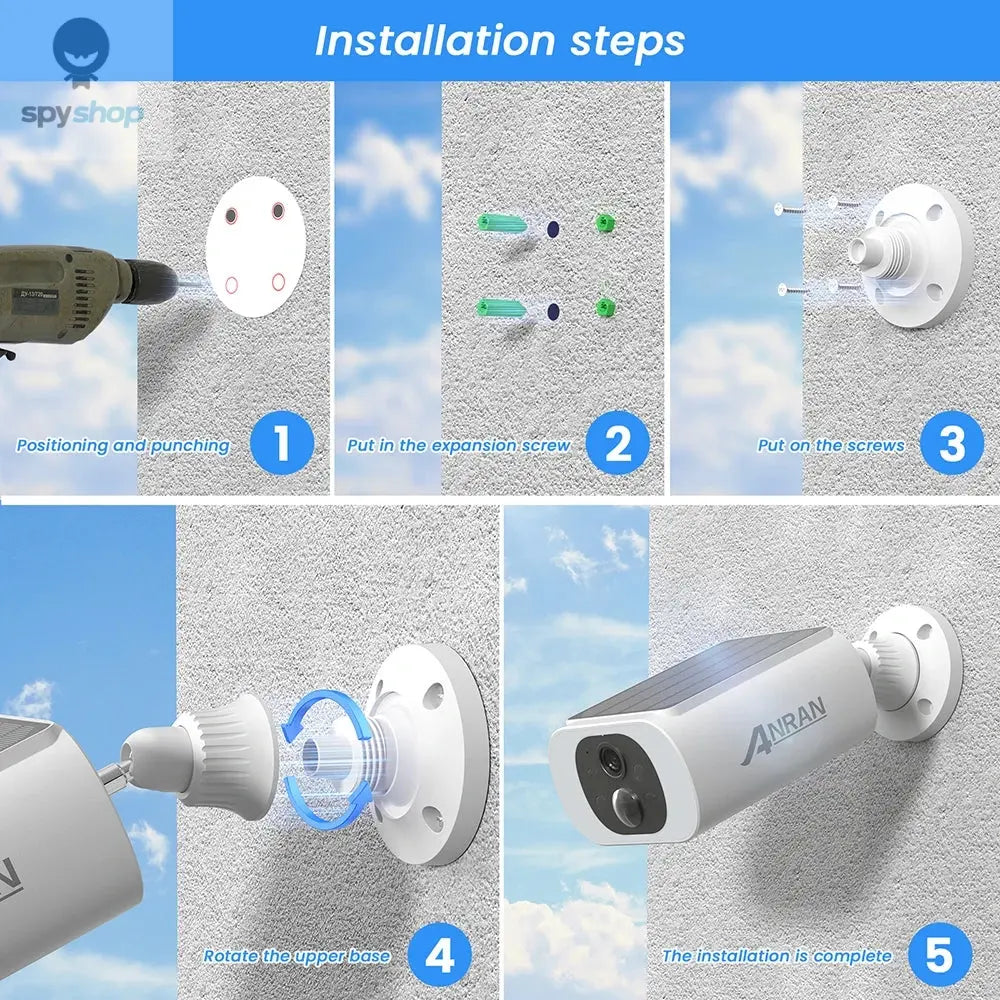 ANRAN 2/3/4 PCS Outdoor Wireless WIFI Camera 2.4G 3MP Battery Solar Security Camera Floodlight Color Night Vision Local Alarm