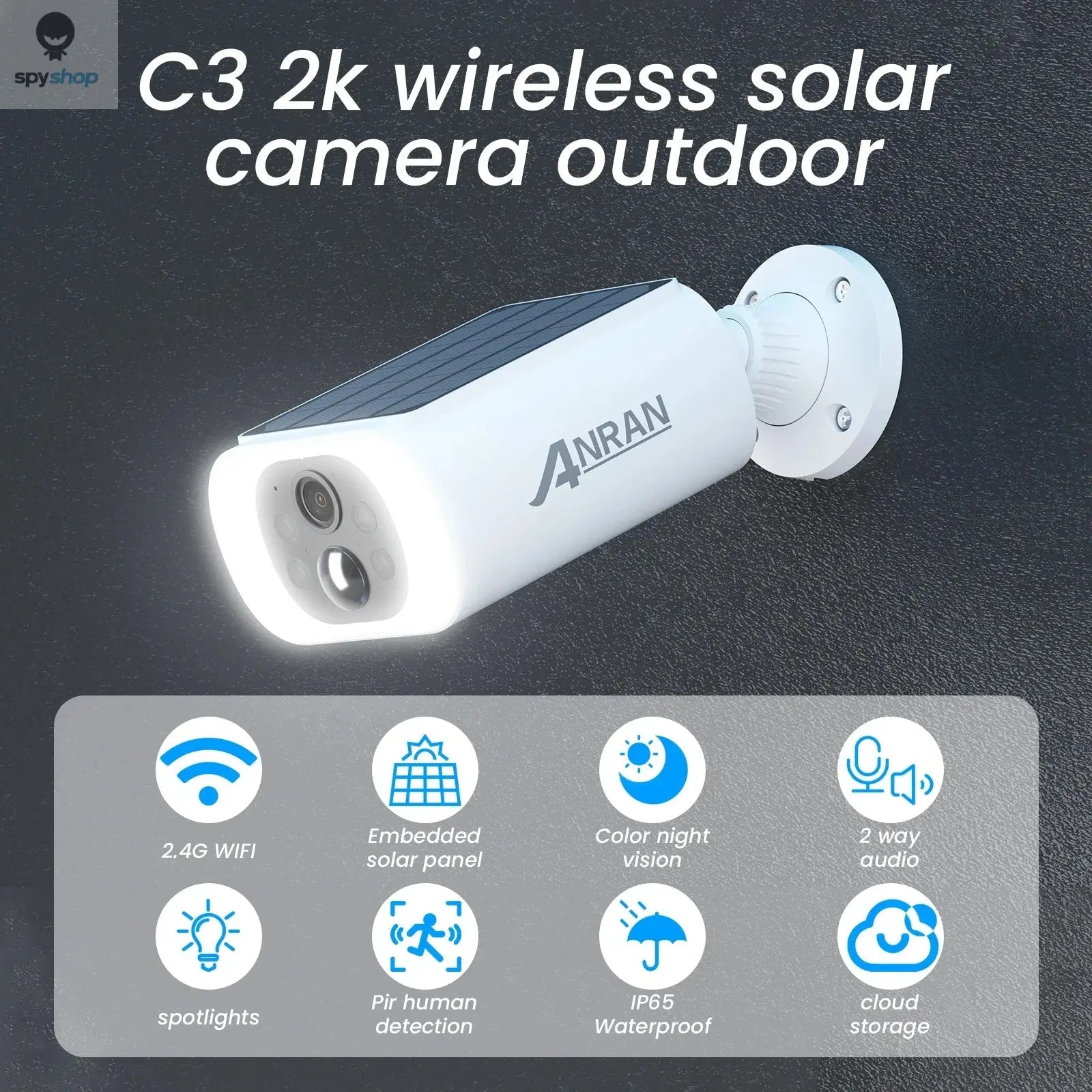 ANRAN 5MP Solar Camera 2K Wireless Solar Security Camera WIFI Battery Camera With Solar Panel Floodlight Full Color Night Vision Spy-shop.com