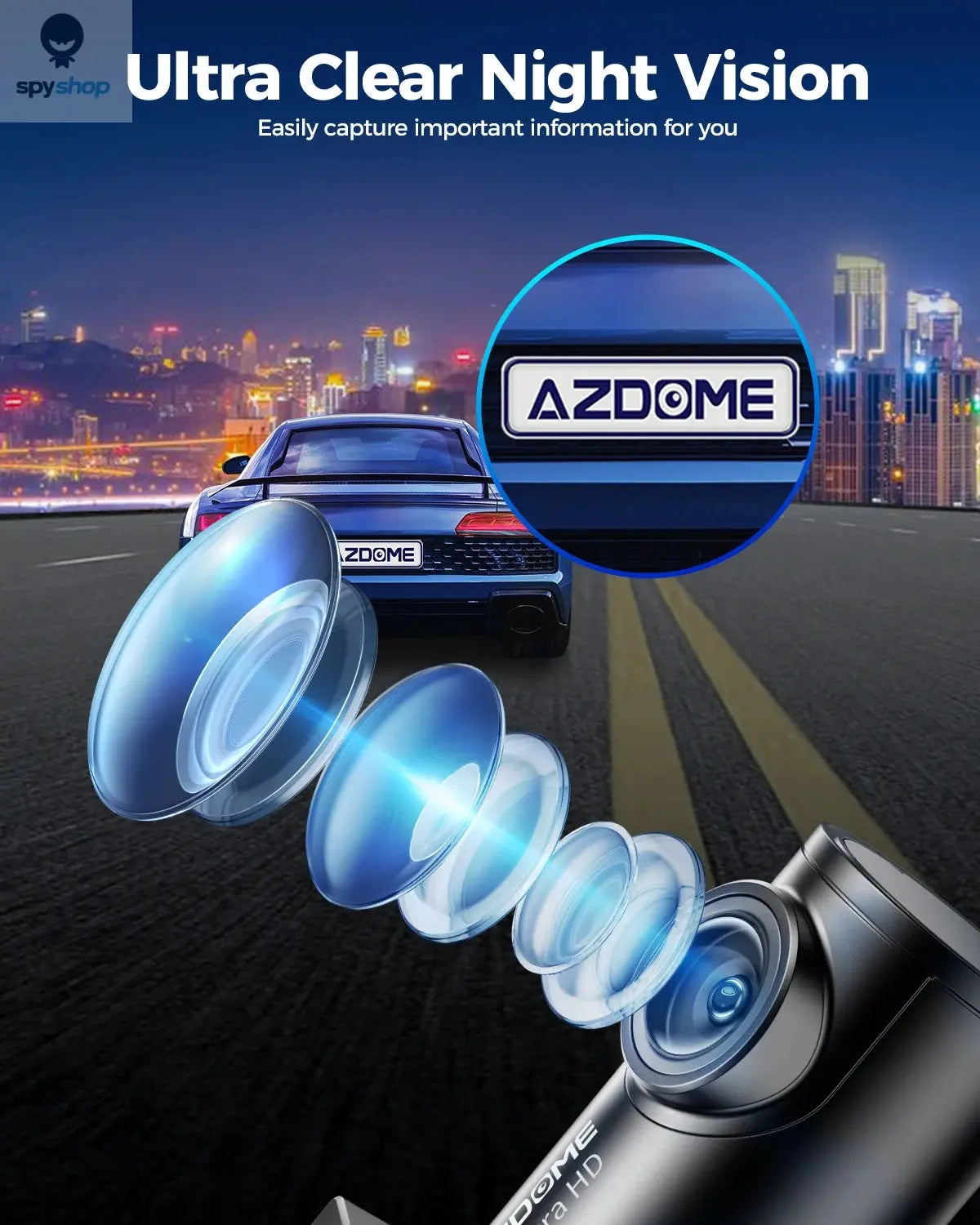 AZDOME M300S 4K Dash Cam Front and Rear, 5.8G WiFi GPS Dash Camera for Cars, Free 64GB SD Card, Voice Control, WDR Night Vision Spy-shop.com