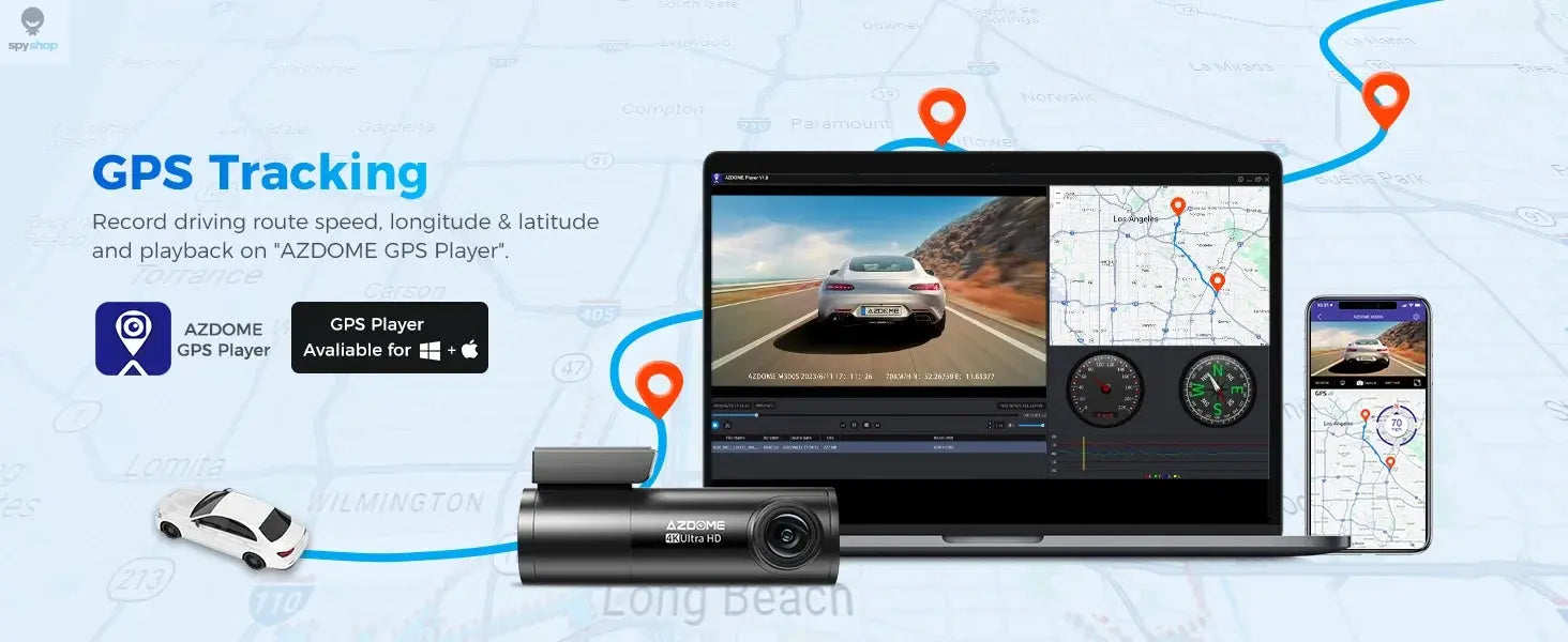 AZDOME M300S 4K Dash Cam Front and Rear, 5.8G WiFi GPS Dash Camera for Cars, Free 64GB SD Card, Voice Control, WDR Night Vision Spy-shop.com