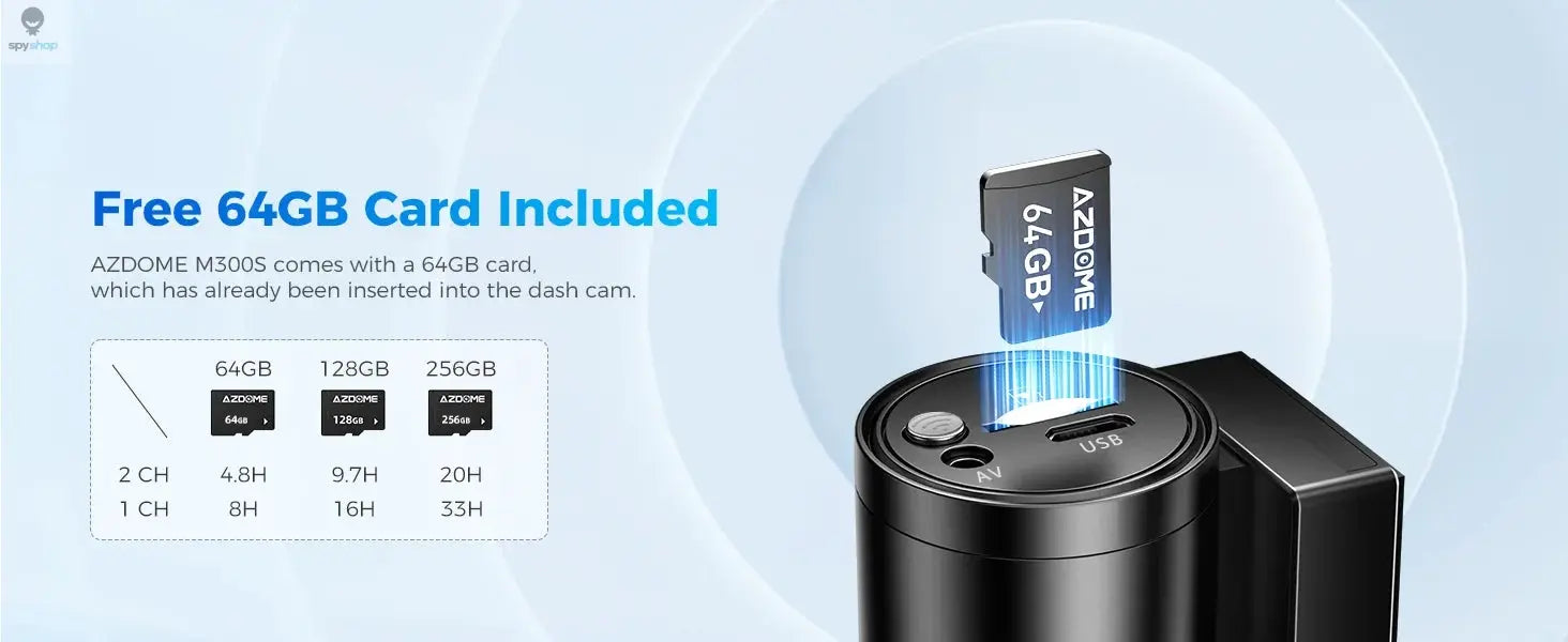 AZDOME M300S 4K Dash Cam Front and Rear, 5.8G WiFi GPS Dash Camera for Cars, Free 64GB SD Card, Voice Control, WDR Night Vision Spy-shop.com