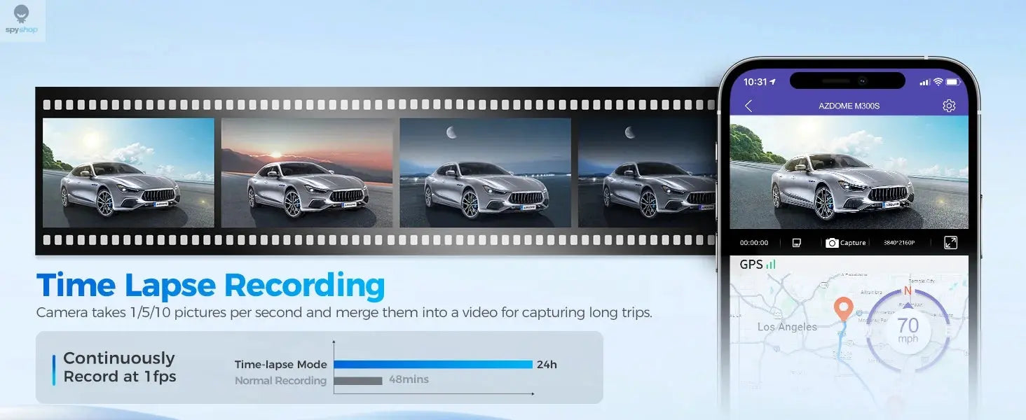 AZDOME M300S 4K Dash Cam Front and Rear, 5.8G WiFi GPS Dash Camera for Cars, Free 64GB SD Card, Voice Control, WDR Night Vision Spy-shop.com