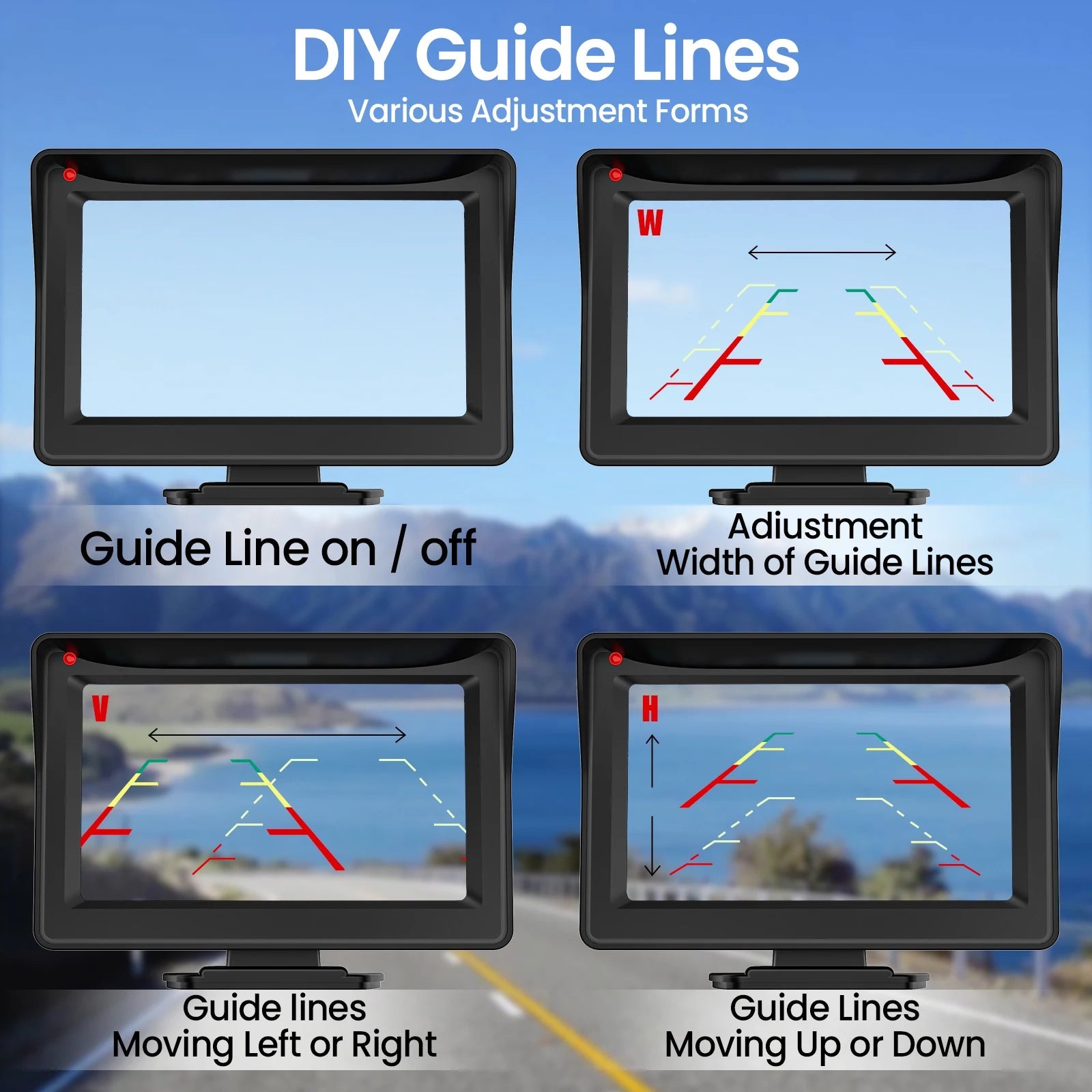 4.3inch Solar Vehicle Wireless Reverse Camera For Car RV Truck Trailer Pickup 12V-32V Car Monitor 1080P HD WIFI Rear View Camera