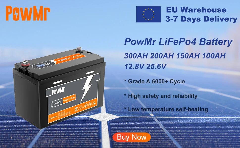 PowMr MPPT 45A 35A 25A Solar Charger Controller 12V 24V Auto Lifepo4 Battery Charger Solar Panel Regulator Max PV Input 100VDC