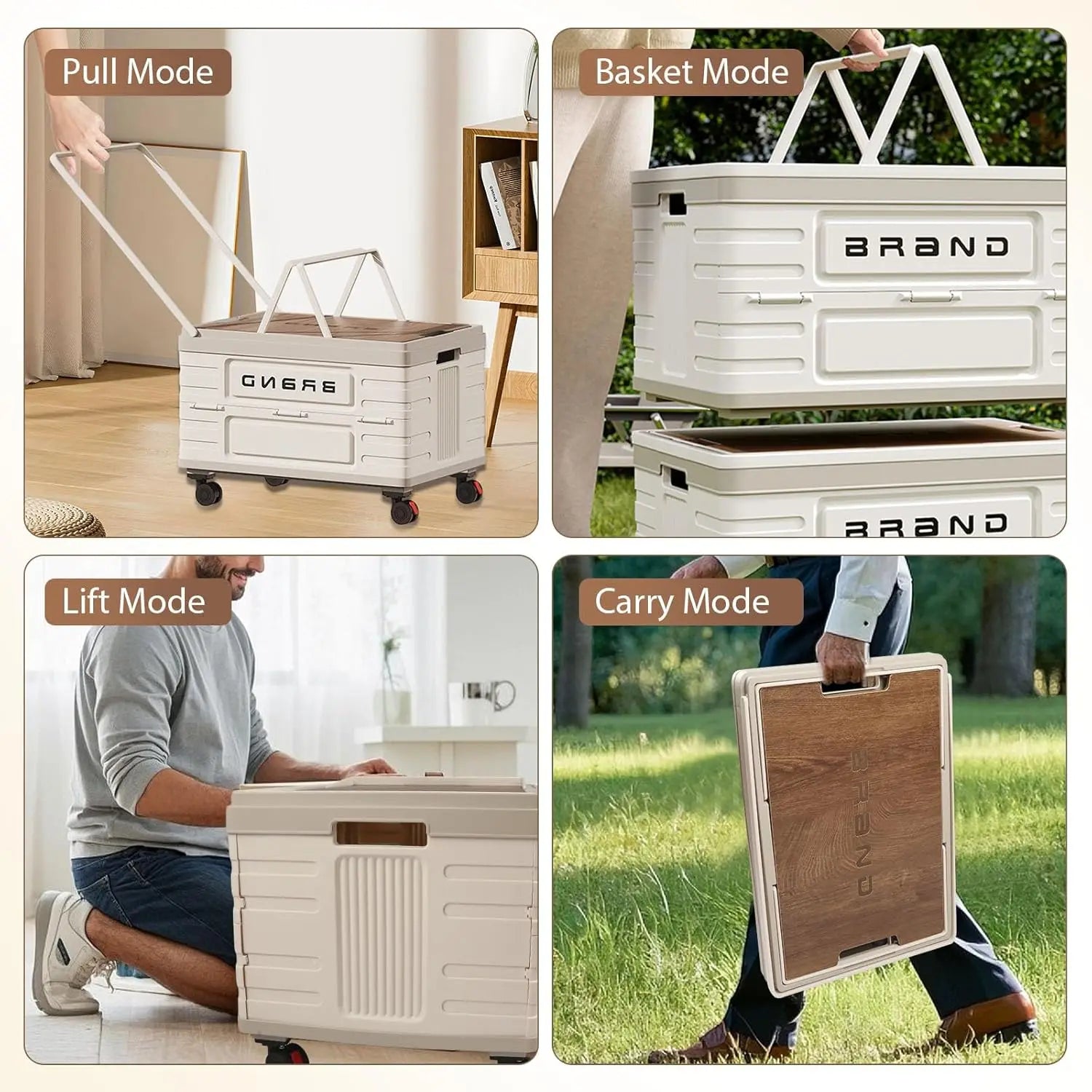 360° Rotating Foldable Storage Cart with Silent Locking Wheels