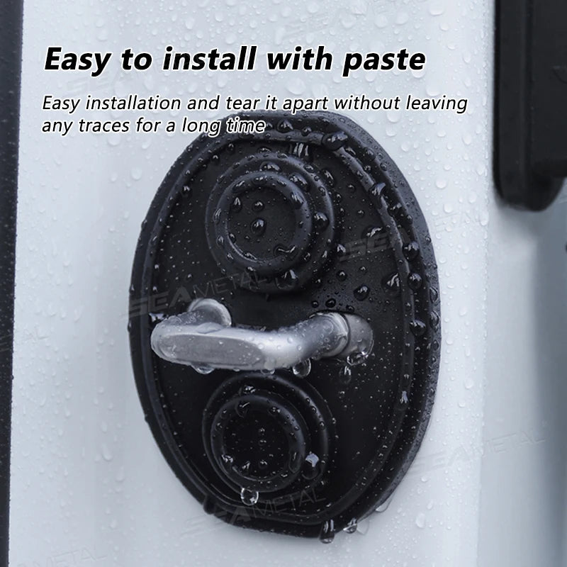 SEAMETAL 4Pcs Door Lock Buckle Cover for Car Door Buffer Cushion Anti-Scrtach Protection Cover Waterproof Door Shock Absorber