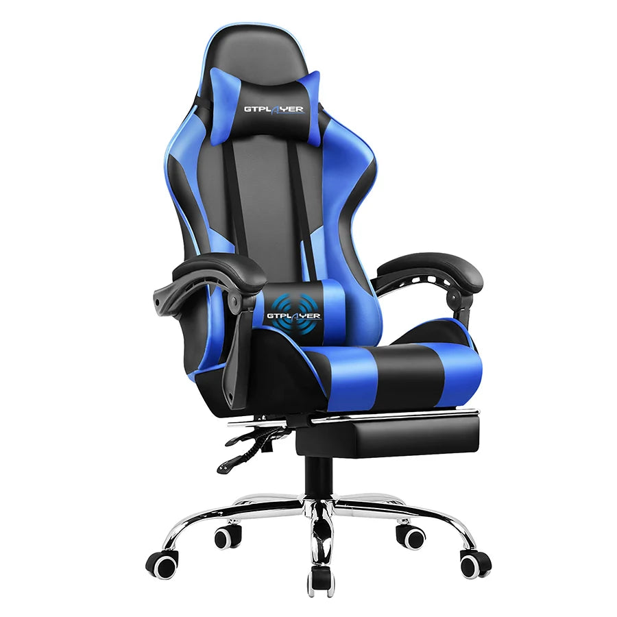 Gaming Chair with Footrest, Lumbar Support & Headrest, Swivel Seat