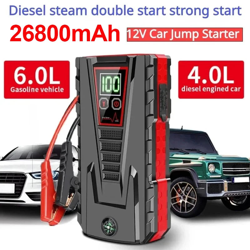 26800mAh Portable Car Jump Starter with 2500A Peak Power