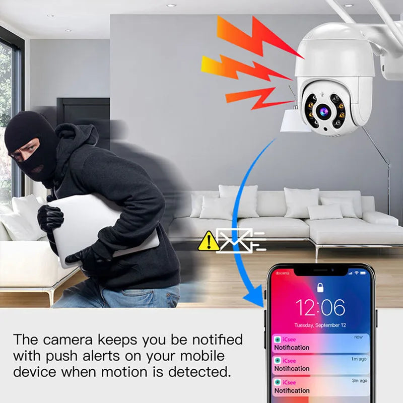 8MP 4K Wireless PTZ Outdoor IP Camera with Color Night Vision and AI Auto Tracking