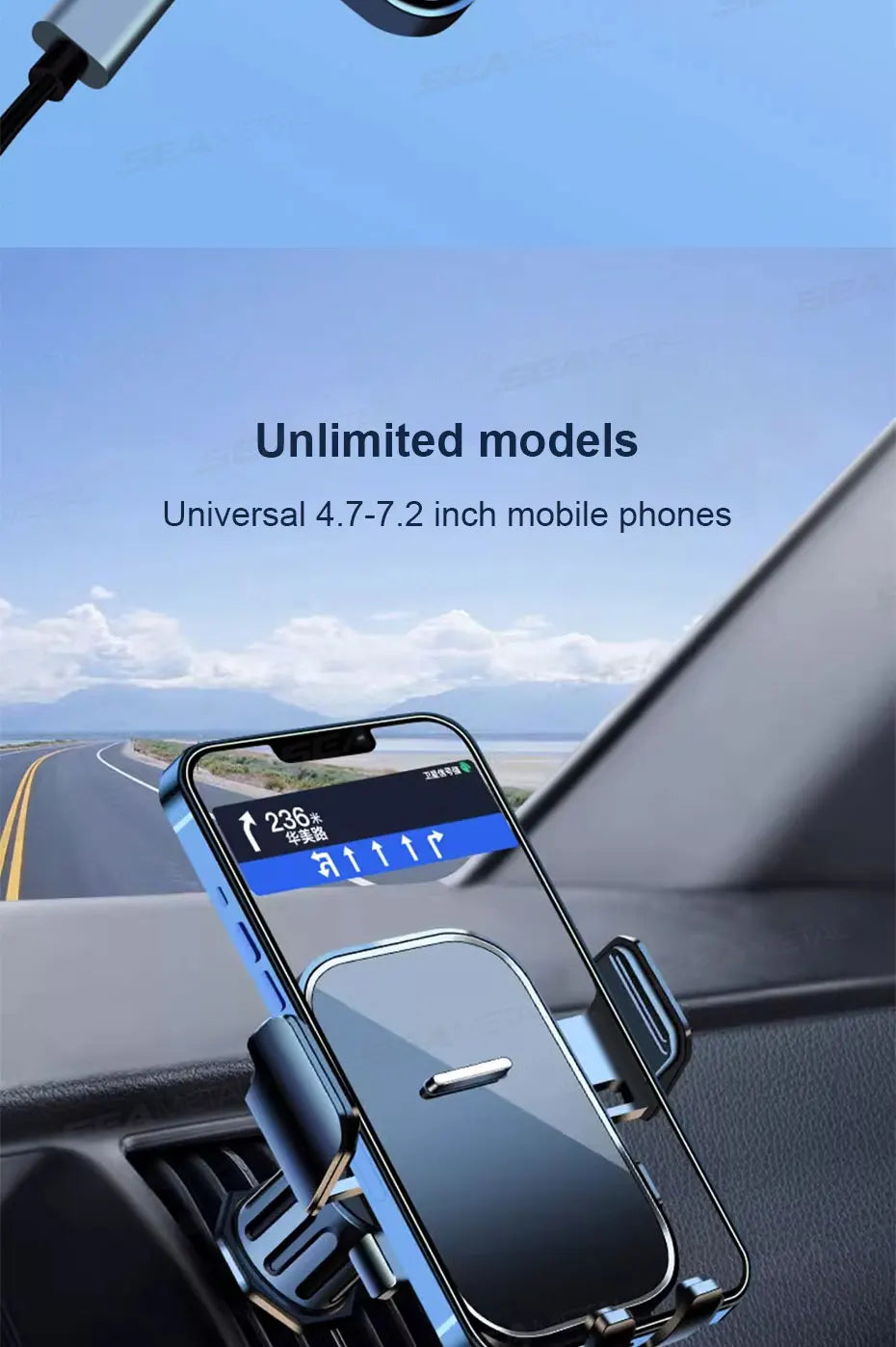 SEAMETAL Car Air Vent Phone Holder 360-Degree Rotation Stable Car Phone Mount Hands Free Auto Navigation Support for 4.7-7.2in