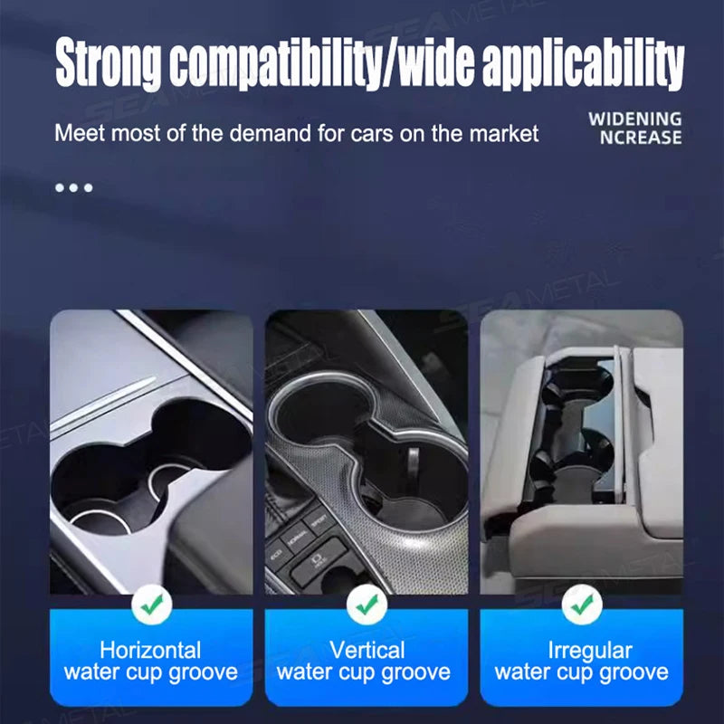 SEAMETAL Car Cup Holder Expander with Food Tray 360-Degree Rotation Stable Drink Holder Phone Mount Anti Slip Extendable Bottom