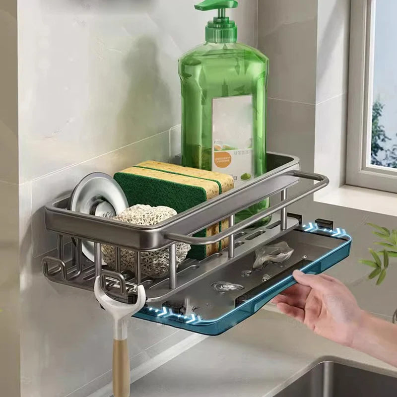 Wall-Mounted Sink Organiser with Removable Drip Tray