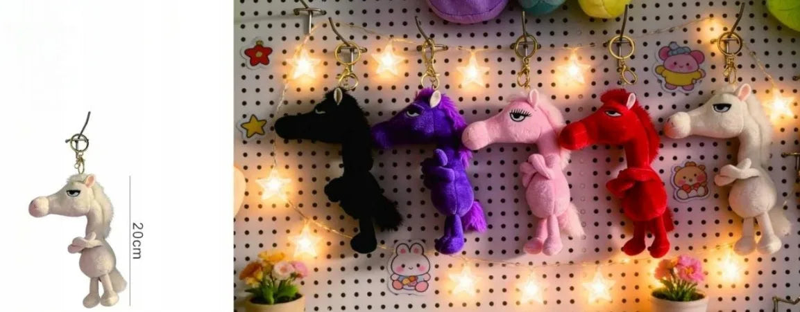 Plush Keychain Black Horse Handbag Key Pendant 20cm