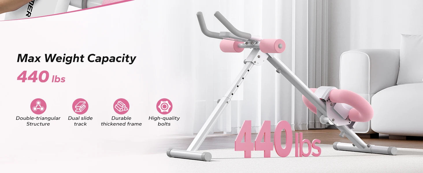 Adjustable Ab Trainer Machine Foldable Core Workout with LCD Monitor