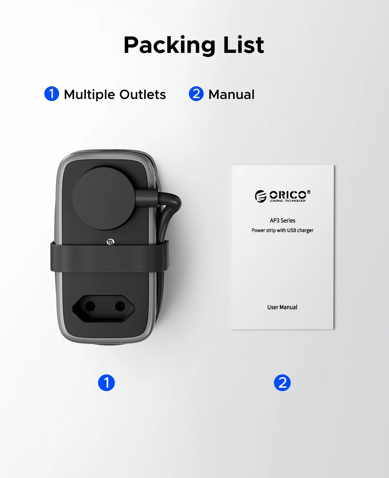 Ciabatta da viaggio ORICO con spina EU e ricarica USB