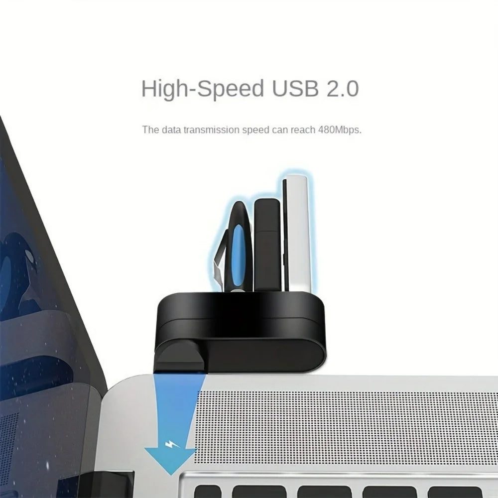 Drehbarer USB-2.0-Hub mit drei Anschlüssen