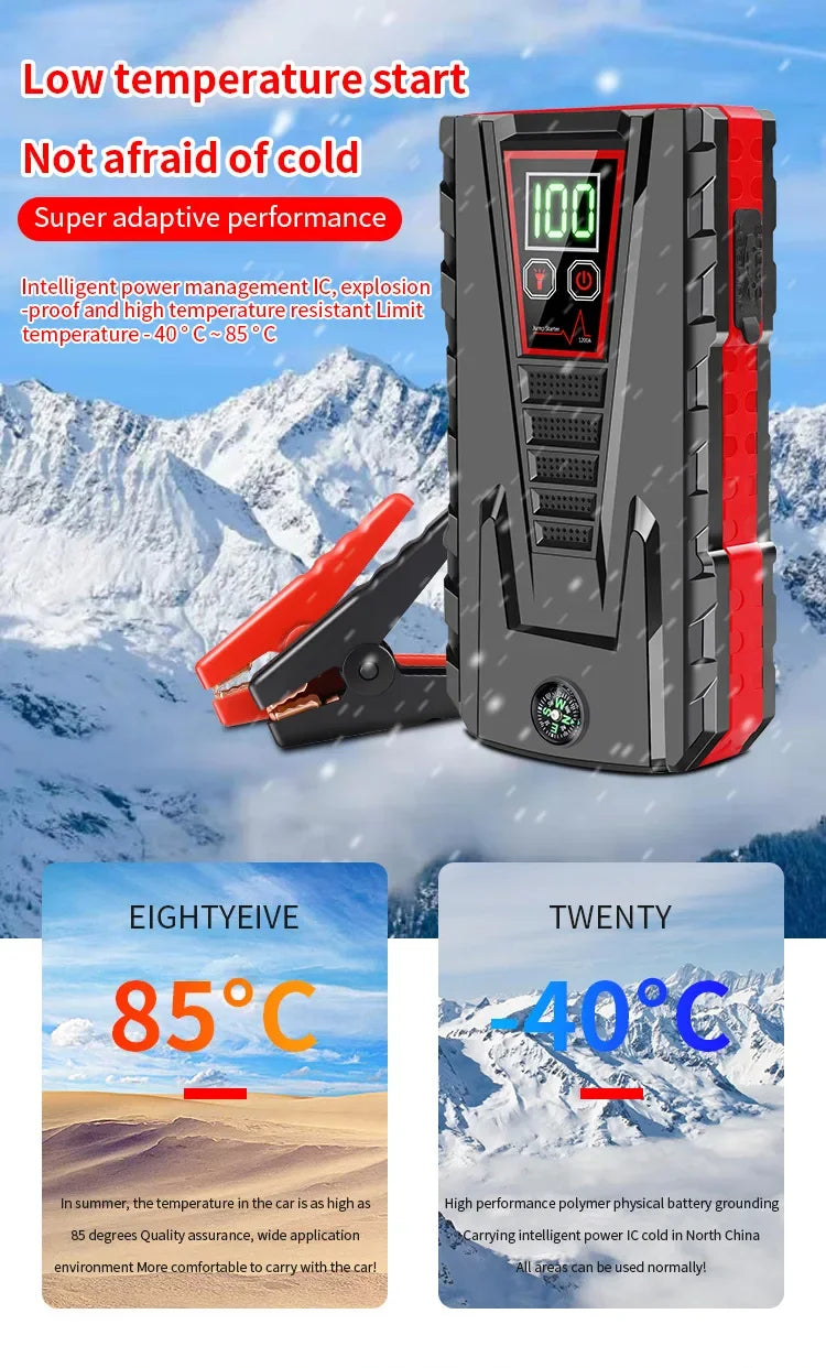 26800mAh Portable Car Jump Starter with 2500A Peak Power