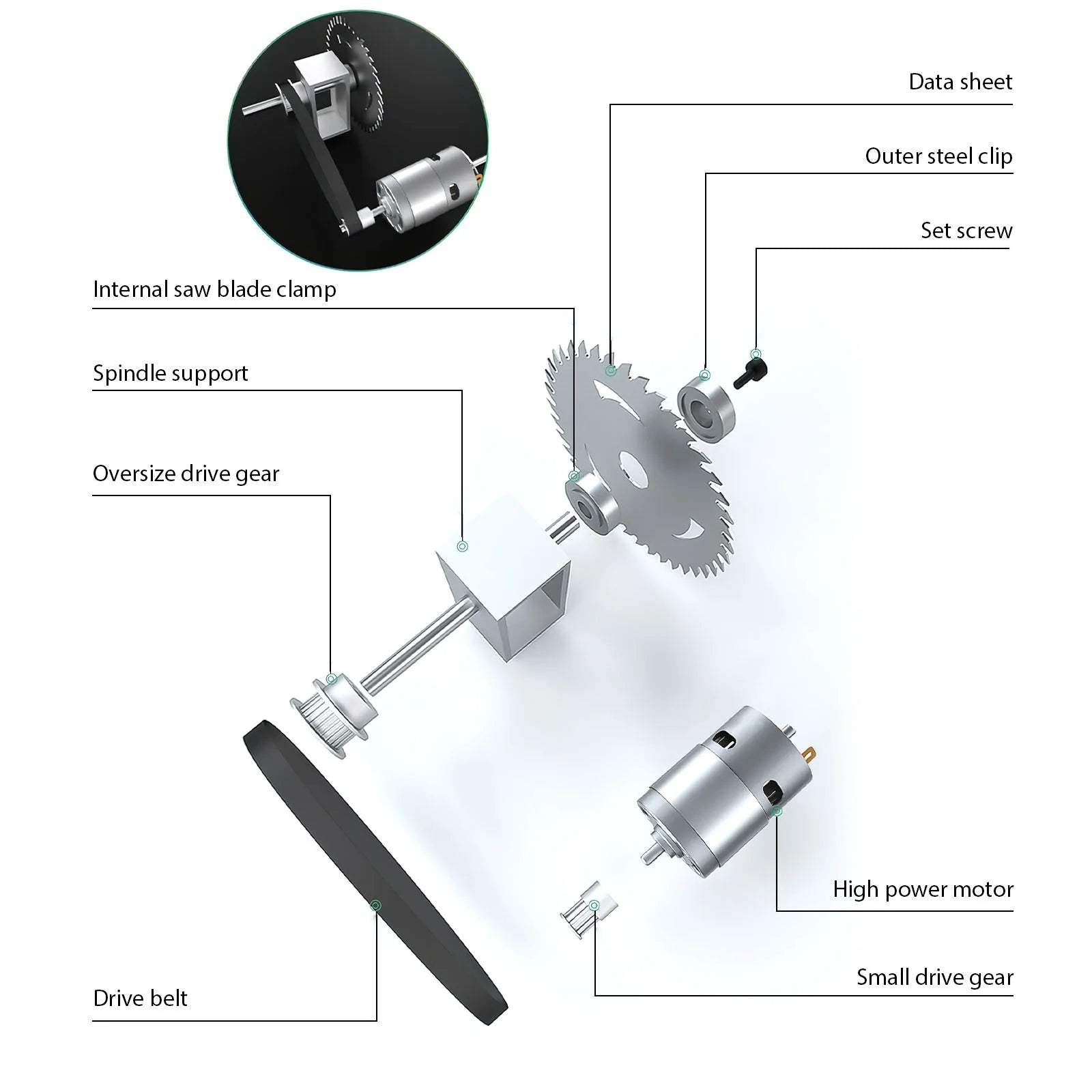 DC24V Mini Table Saw 96W High‑Power 7‑Speed Bench Saw