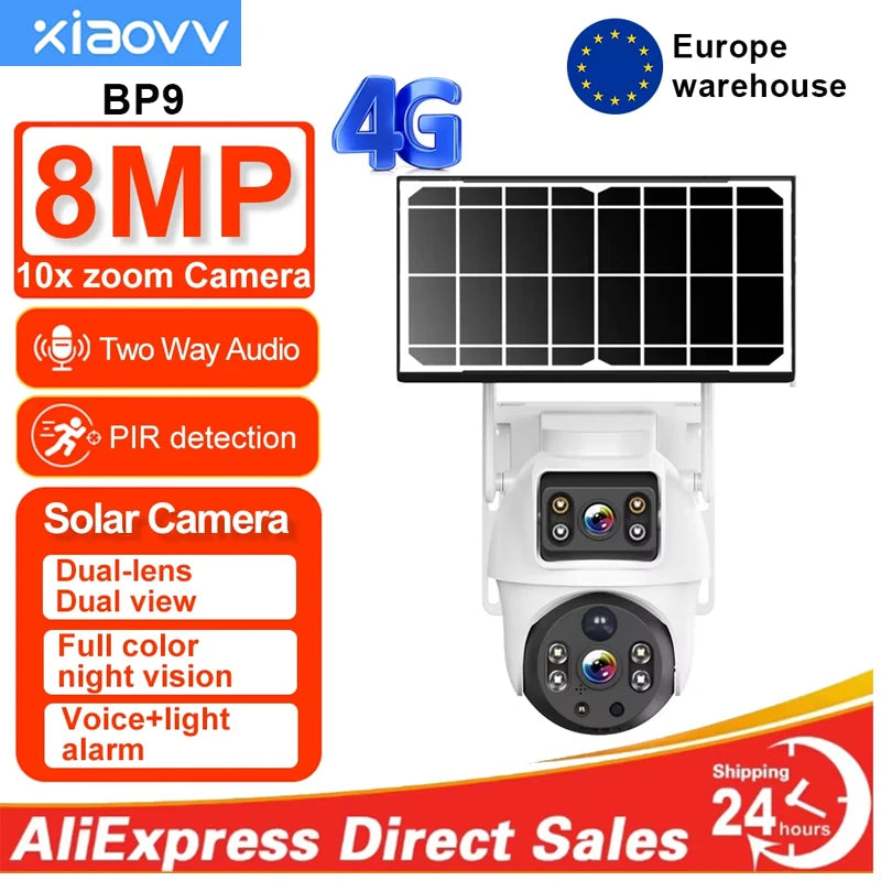 BP9 4G Dual-Lens Solar Security Camera with Panel