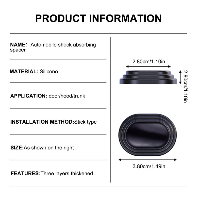 SEAMETAL 12Pcs Upgraded Car Door Shock Absorber Self-Adhesive Door Gap Protection Cushion Anti Shock Hood Trunk Edge Sticker