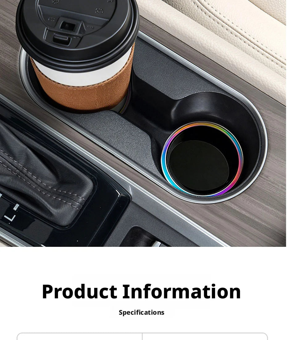 SEAMETAL 2Pcs Universal Car Cup Coaster Mat Three-Layer Thickened Anti-Slip Shock-Absorbing Laser Ring 7cm Diameter Waterproof