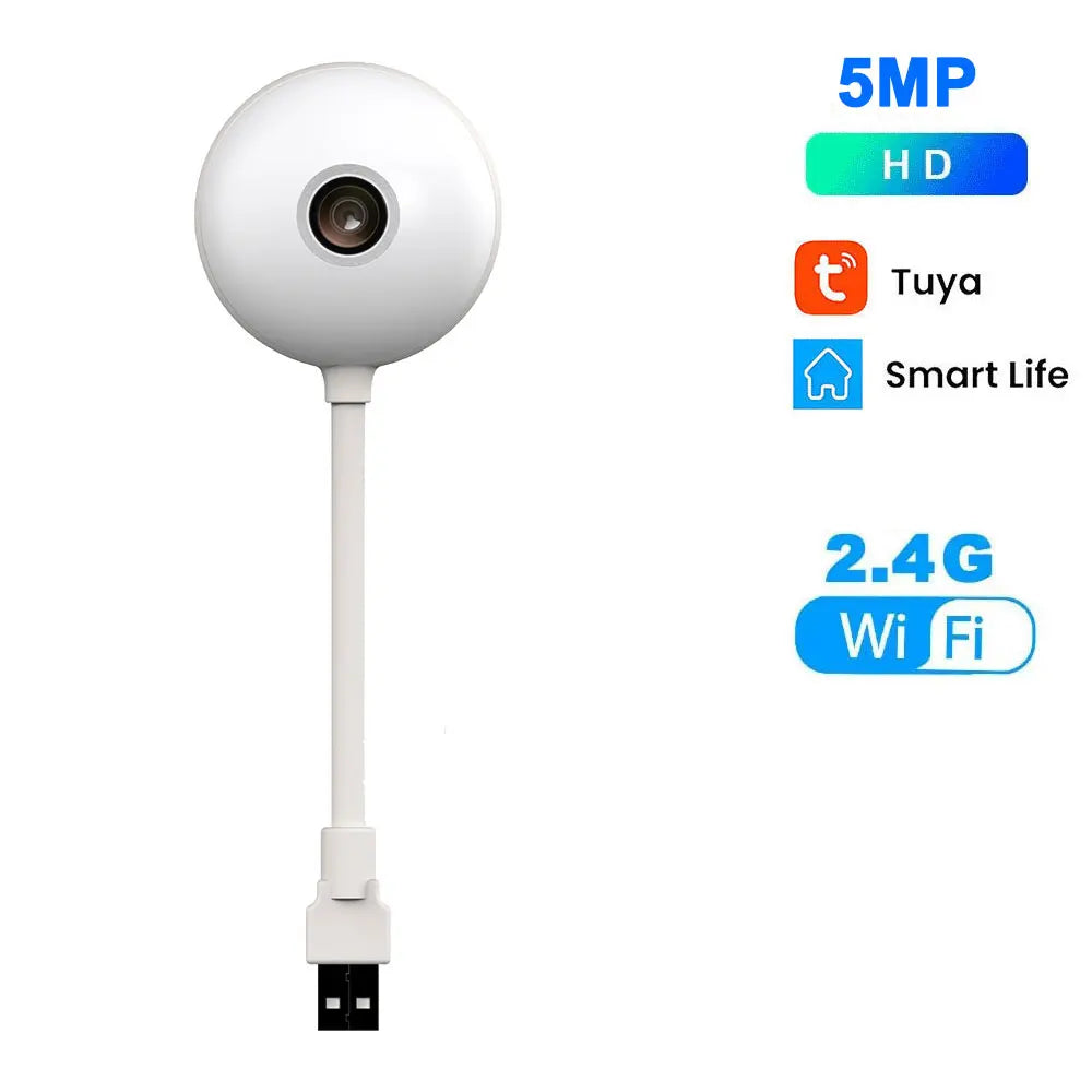 Tuya 5MP Mini WiFi Camera Indoor 2K Security Camera for Baby Monitor Wireless USB Plug IP Surveillance AI Auto Tracking Babe Cam