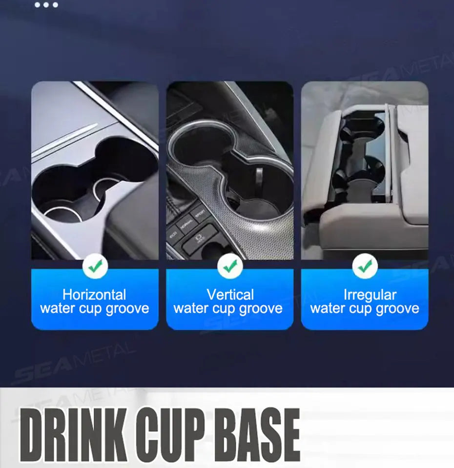 SEAMETAL Car Cup Holder Expander with Food Tray 360-Degree Rotation Stable Drink Holder Phone Mount Anti Slip Extendable Bottom