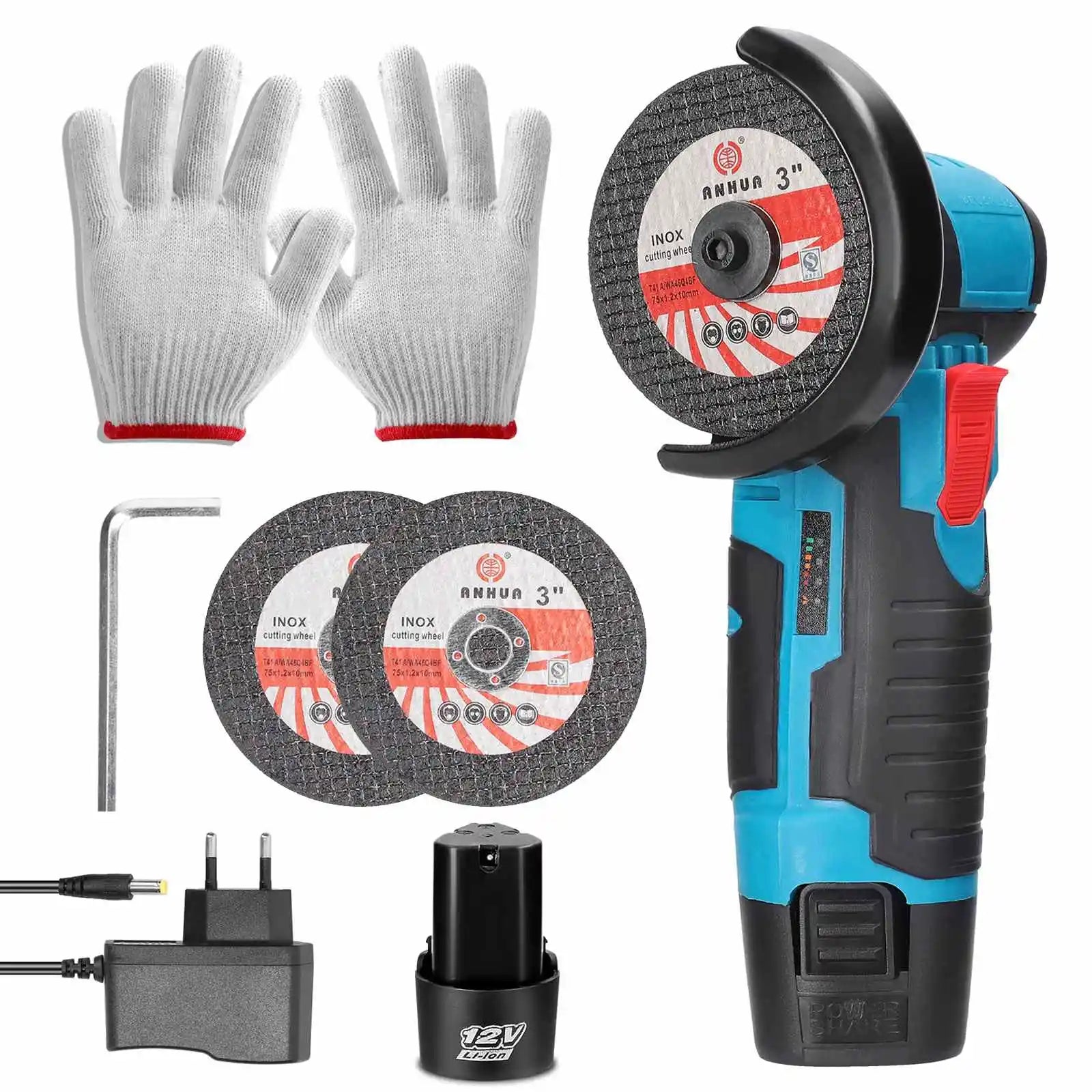 19500rpm 12V Mini Angle Grinder Grinding Cordless Machine Lithium Battery Rechargeable Grinder Cushing Power You