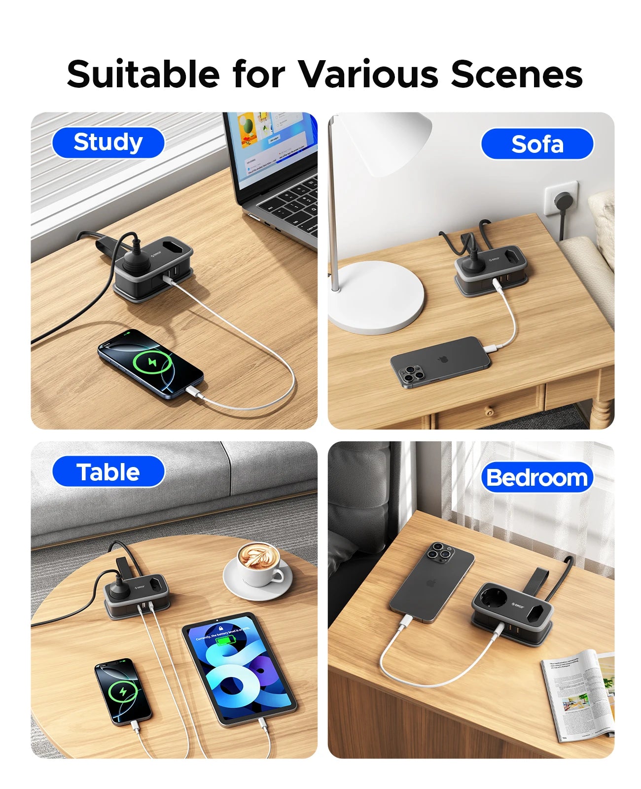 Ciabatta da viaggio ORICO con spina EU e ricarica USB