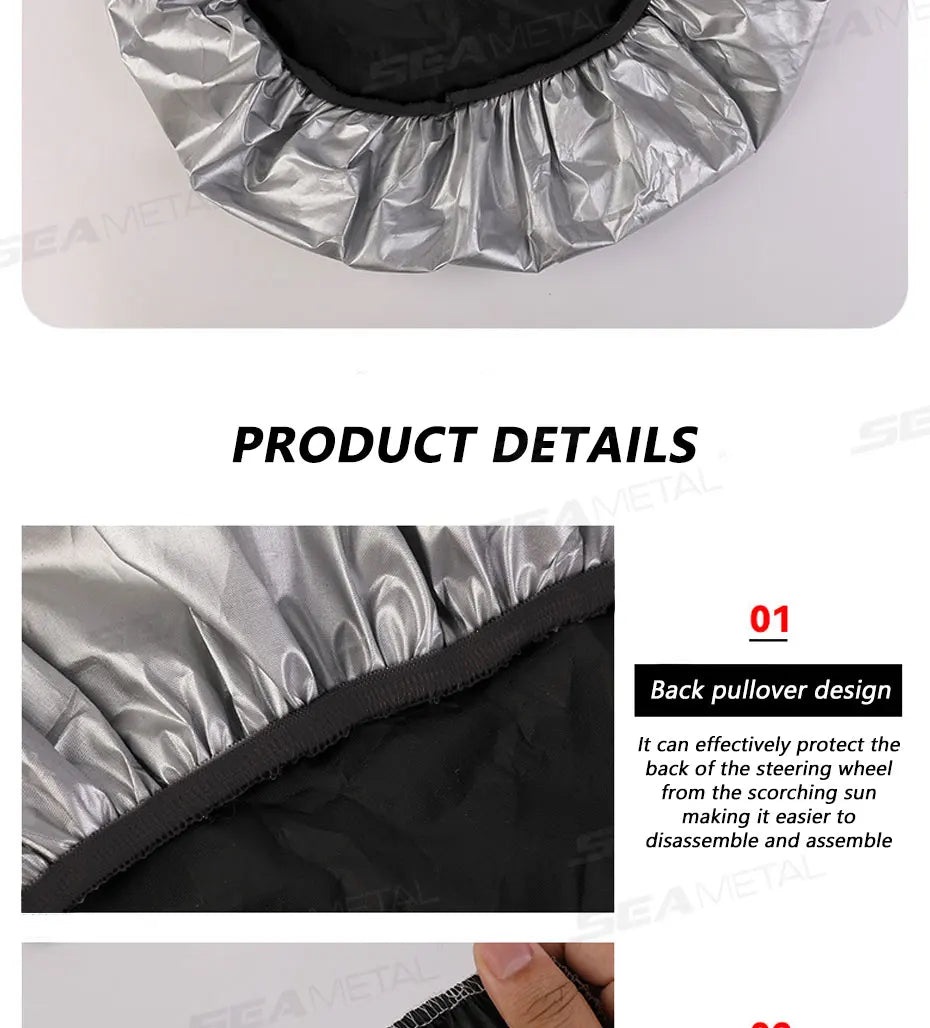 SEAMETAL Steering Wheel Sun Protection Cover Universal Steer Wheel Sun Shade Protector Heat Insulation Prevent Aging Sunshade
