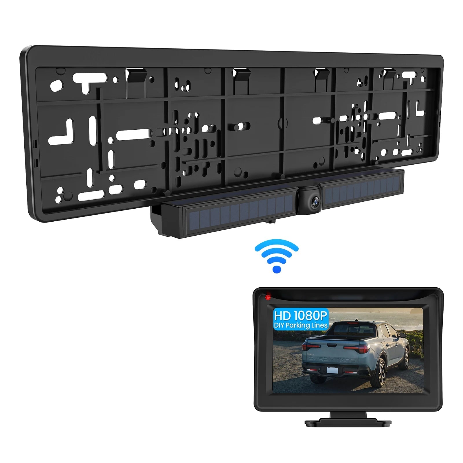 4.3inch Solar Vehicle Wireless Reverse Camera For Car RV Truck Trailer Pickup 12V-32V Car Monitor 1080P HD WIFI Rear View Camera