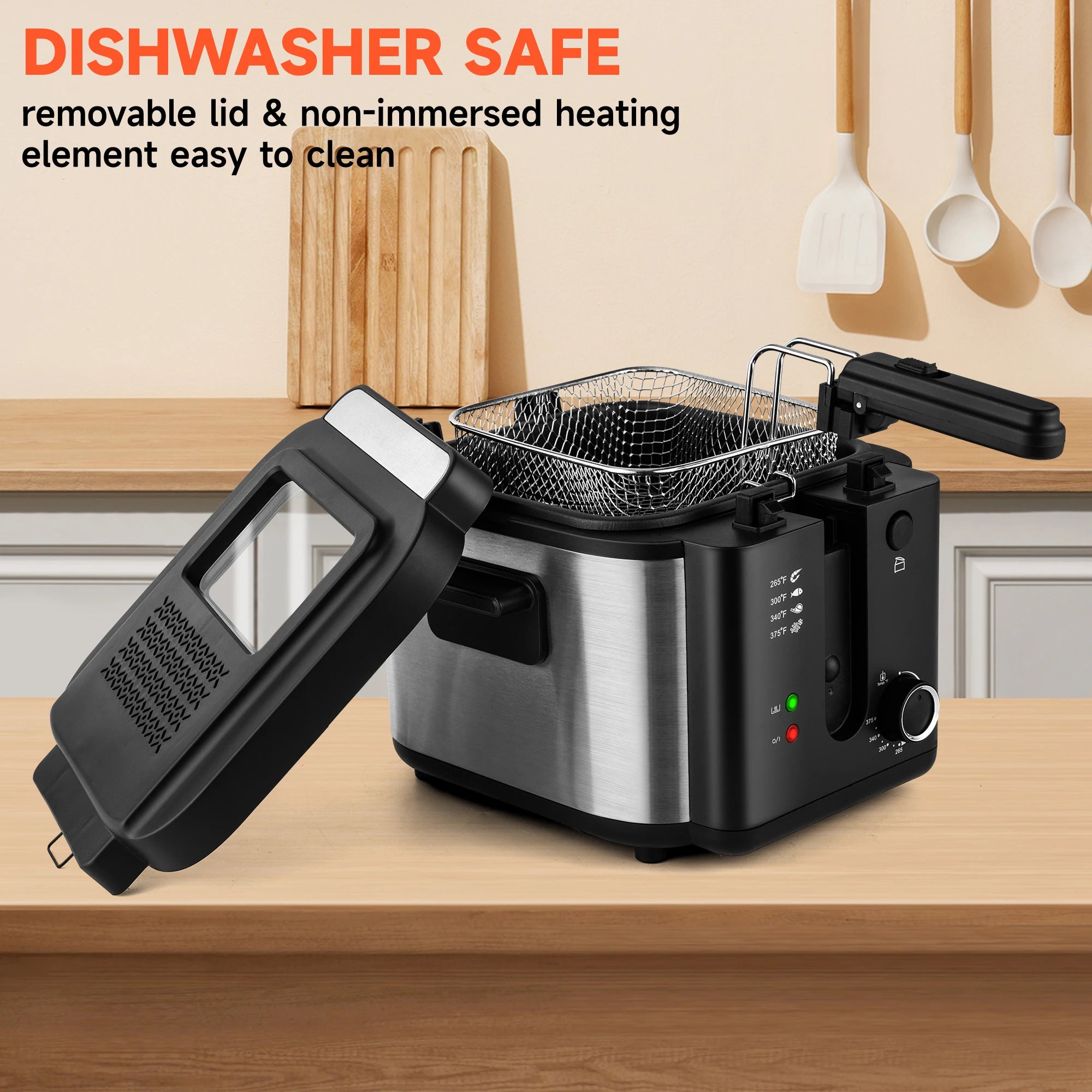 2.5L 1500W Electric Deep Fryer with Adjustable Thermostat