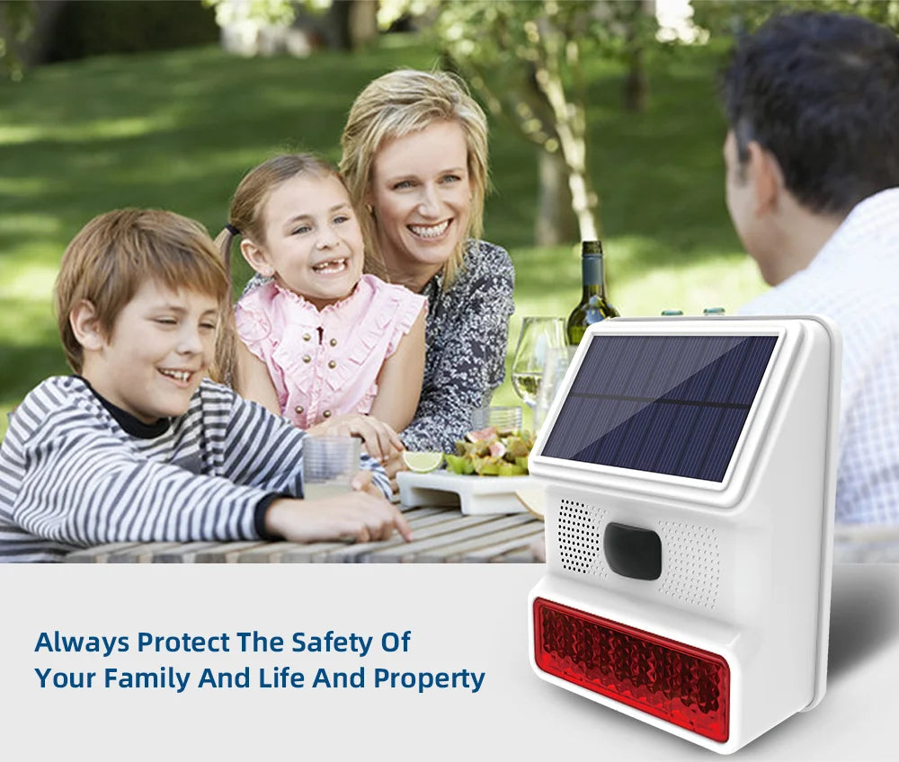Powered Strobe Sound Flash Waterproof Wireless Outdoor Solar Siren Alarm Siren for 433MHz Wifi GSM Alarm System