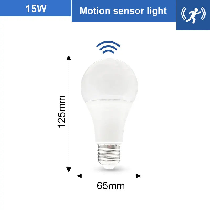 E27 Motion-Sensor LED Bulb – Wattage and Voltage Options