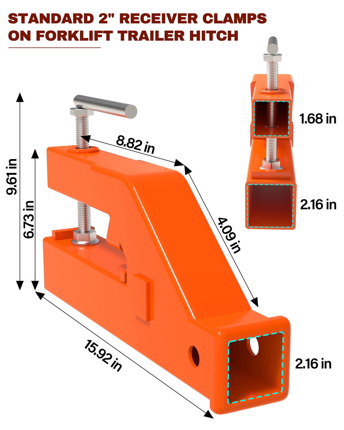 HiMISS Βαρύς 2" Ποιά Κλιπ-Ο Trailer Hitch Receiver για Τρακτέρ Μπεκ Σβήνισμα, Μπόλι Μάτσο Διακλαδιστής, Συμβατό με Deere, Συγκριτικά Φορτωμένο, SUV, Φορτηγά, Εύκολη Εγκατάσταση Χωρίς Τρύπα, Διπλός Διανομέας, Πορτοκαλί Χρώμα