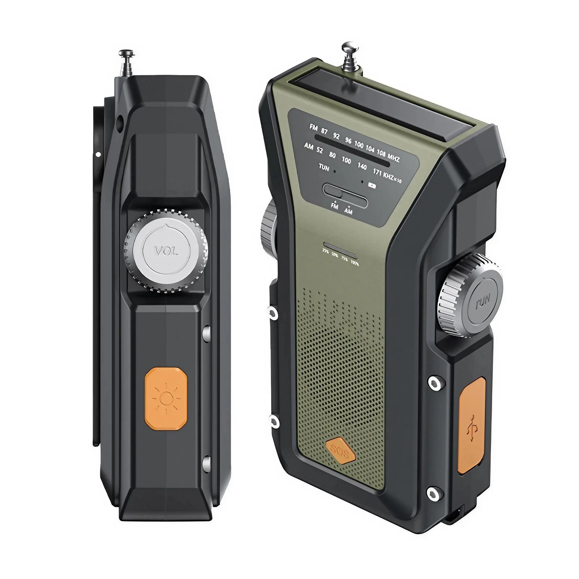 Weather Radio Emergency Multifunctional Radio FM AM WB Hand Crank Solar USB Charging 2000mAh Power Bank LED Flashlight Torch