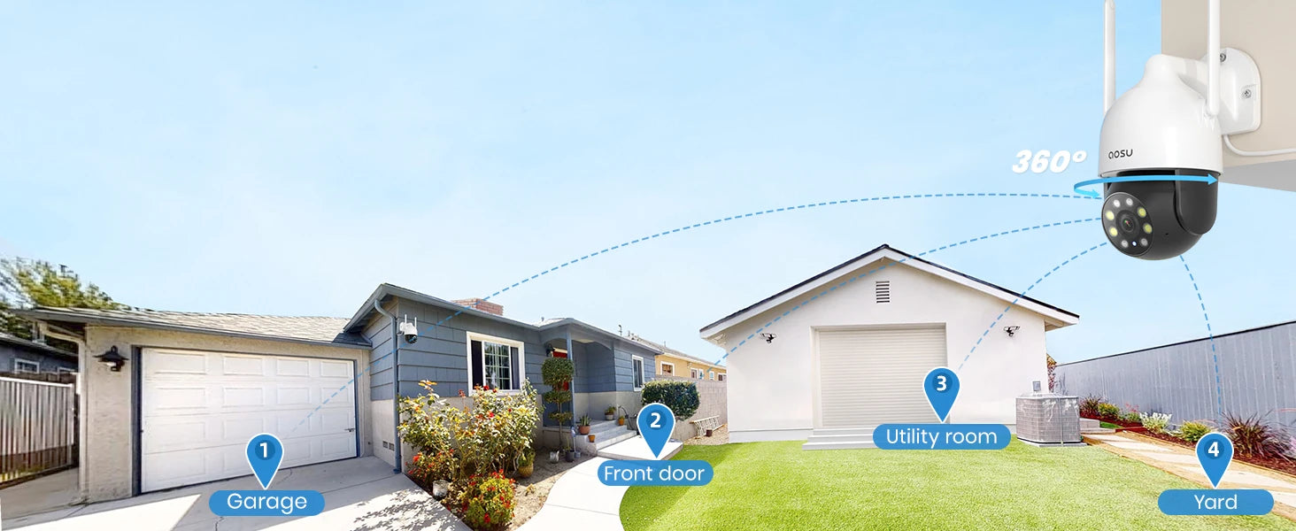 DEKCO 3MP PTZ WiFi Camera Outdoor Wireless Security Dome Camera Motion Detection 2-Way Audio Full Color Night Vision CCTV Camera