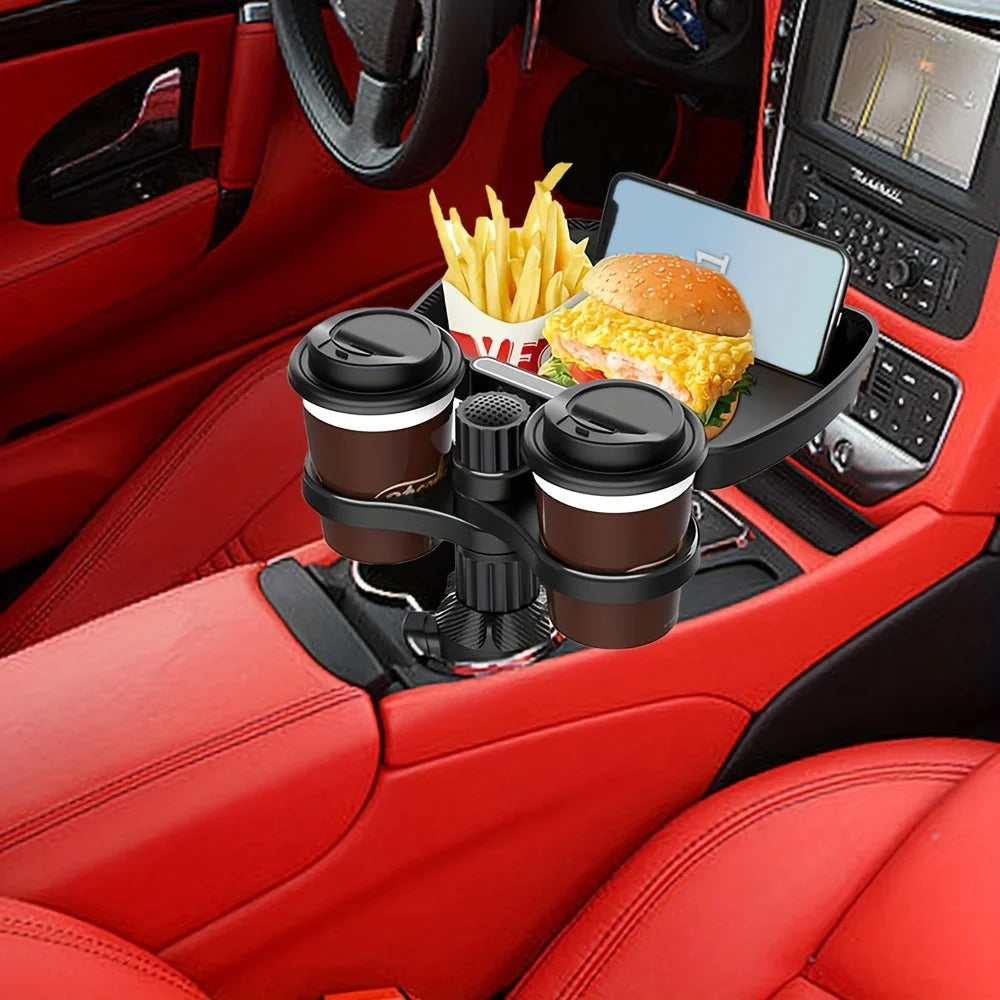 Adjustable Car Cup Holder Tray, Three Layout Options