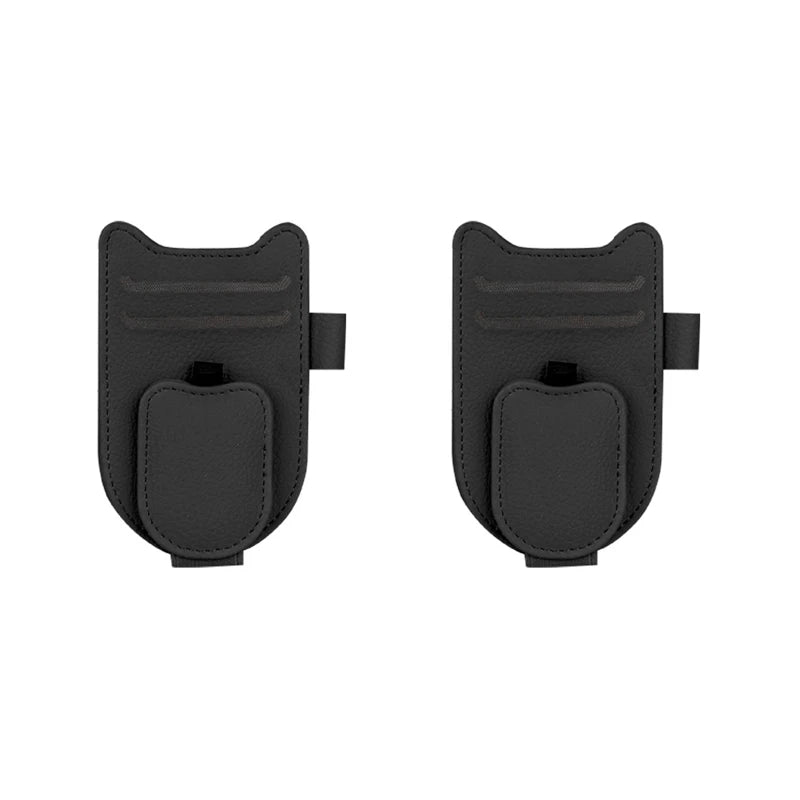 SEAMETAL Car Sun Visor Glasses Holder Magnetic Eyeglasses Hanger Clip Luxury Leatherette Car Sunglasses Holder Mount Universal
