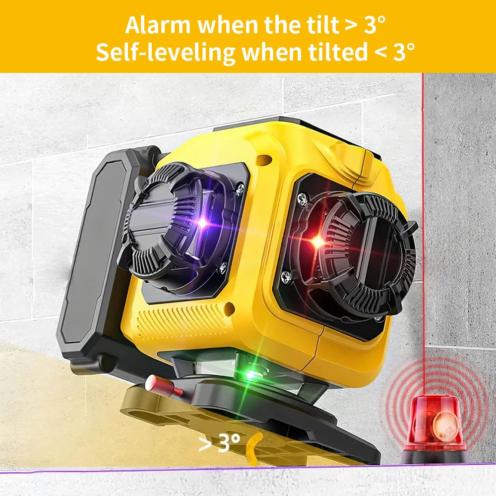 Professional 16 Lines 4D Laser Level Automatic 360 ° Horizontal & Vertical Power Lines Laser Levels Power Display Green Beam