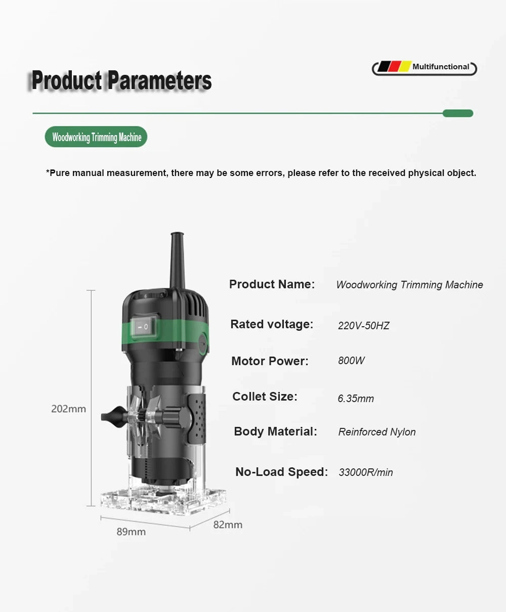 800W 6‑Speed Electric Wood Edge Router Trimmer